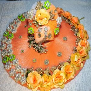 Beautiful Peach Floral Dress For Laddu Gopalji